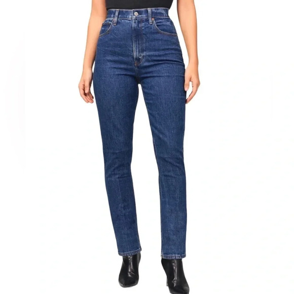 Abercrombie & Fitch Curve Love Ultra High Rise 90s Slim Straight Jean - Picture 1 of 10